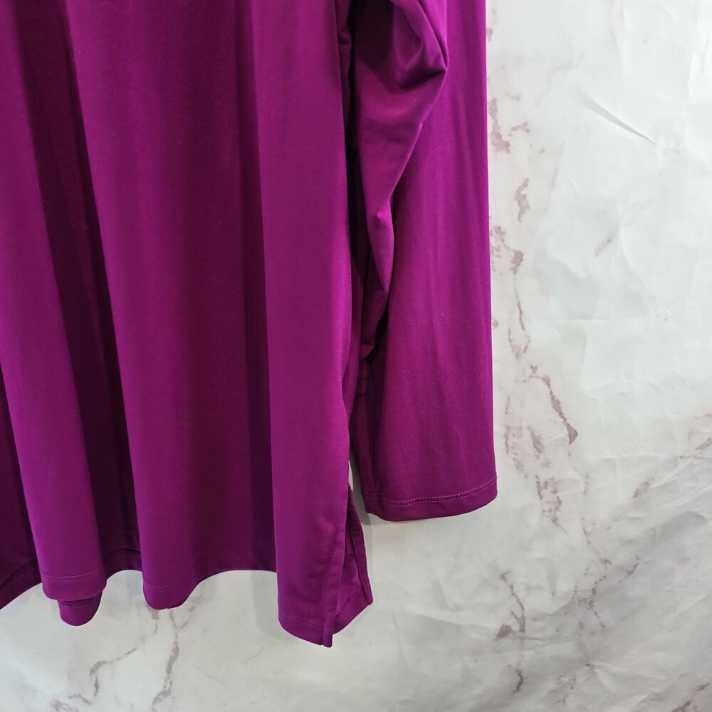 Susan Graver Shirt Womens 2X Purple Pink Stretch Blouse Long Sleeve V Essentials - Picture 4 of 10